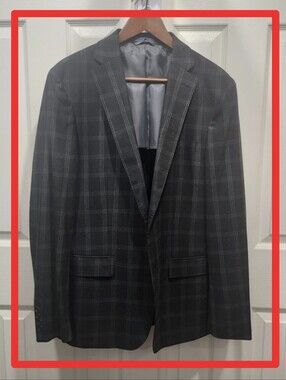 Ryan Seacrest Distinction Charcoal Windowpane Sport Coat